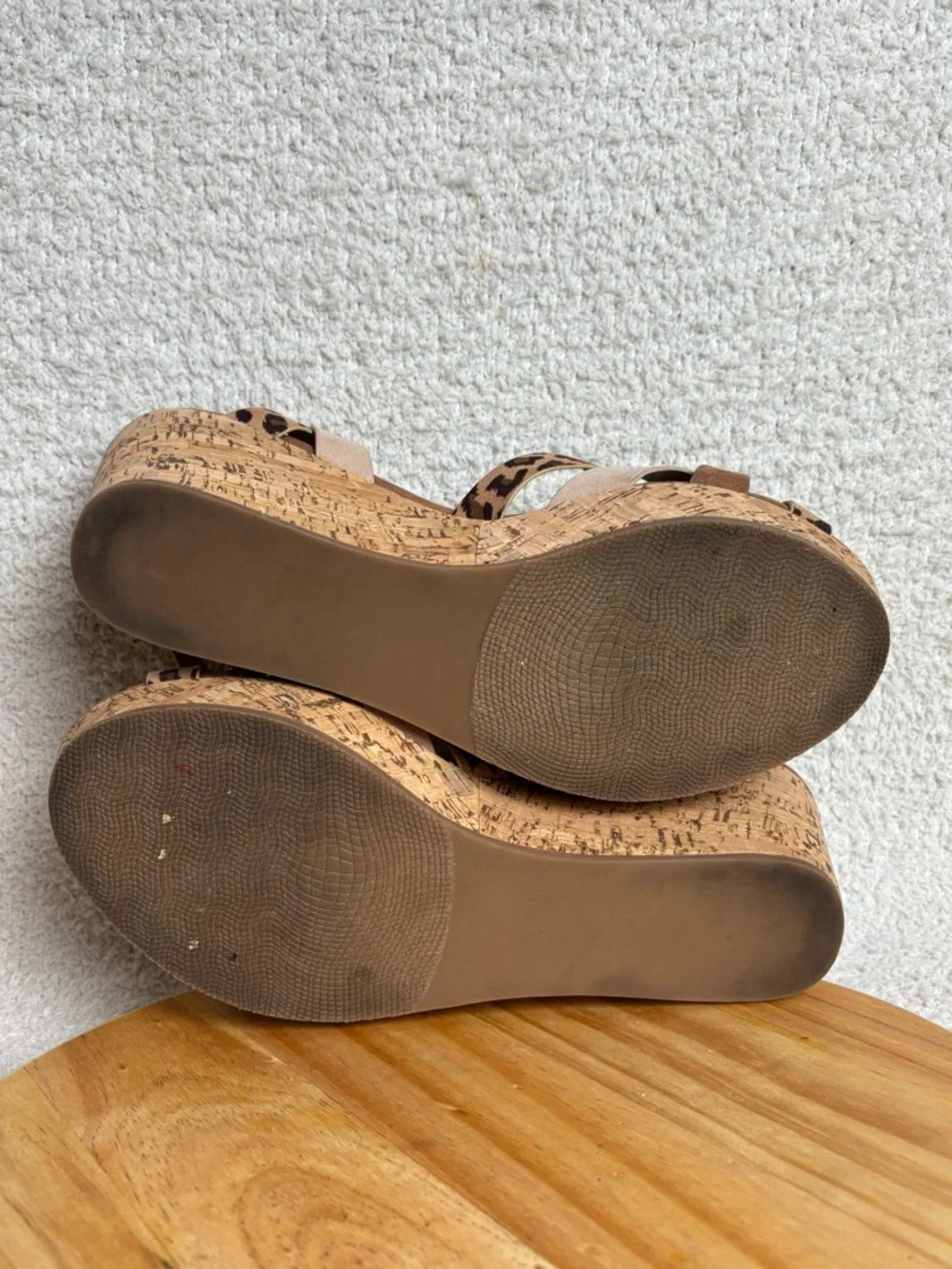 Torrid Sandals Womens 11W Leopard Mixed Media Cork Wedge Buckle Strappy